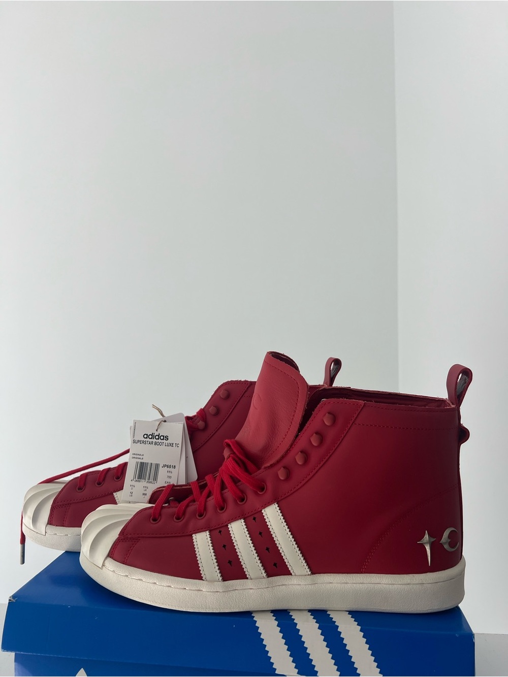 Thug Club x adidas Red Superstar Boot High-Top Sneakers with Shell Toe